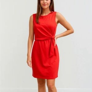 Lulu's Red Knot-Front Knee Length Dress